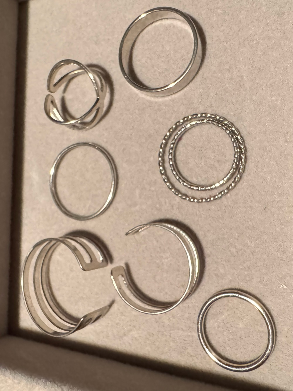 Set of 8 Silver Tone Stackable Rings
